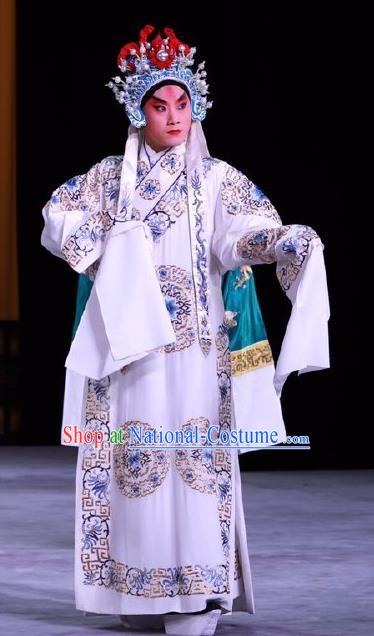 Chinese Peking Opera Young Male Costumes In Pursuit of The General Apparels Garment Xiao Sheng Han Xin Robe and Headwear