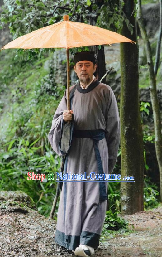 Ancient Chinese Song Dynasty Official Fan Zhongyan Costumes Historical Drama Serenade of Peaceful Joy Politician Hanfu Garment and Headwear