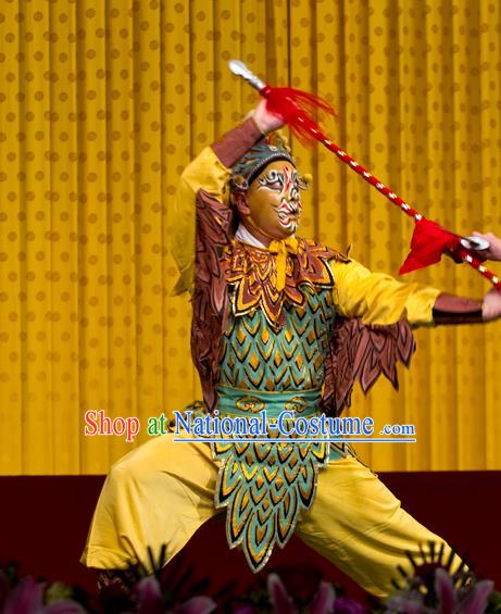 Chinese Peking Opera Takefu Wu Sheng Costumes The Fire Fenix Apparels Martial Male Actor Garment and Headwear