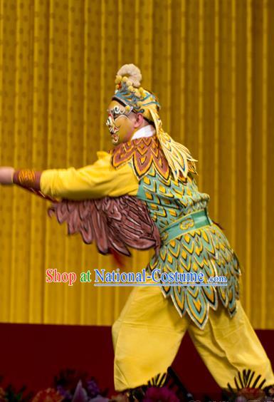 Chinese Peking Opera Takefu Wu Sheng Costumes The Fire Fenix Apparels Martial Male Actor Garment and Headwear