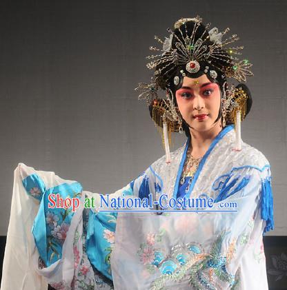 Chinese Beijing Opera Costumes Apparels Garment The Legend and Hero Peking Opera Hua Tan Imperial Consort Su Daji Dress and Headdress