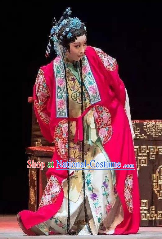 Chinese Kun Opera Bride Costumes Garment The Fragrant Companion Peking Opera Hua Tan Wedding Dress Apparels and Hair Ornaments