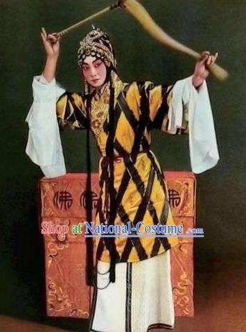 Chinese Kun Opera Taoist Nun Dress Costumes Si Fan Peking Opera Dan Female Role Se Kong Garment and Headdress