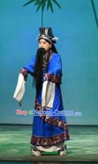 Chinese Historical Beijing Opera Elderly Male Role Costumes Cao Cao And Yang Xiu Apparels Adviser Garment and Headwear