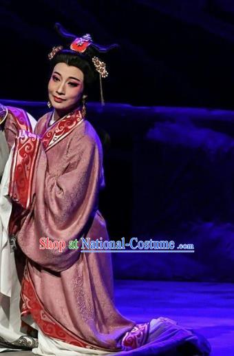 Chinese Beijing Opera Noble Dame Hanfu Dress Costumes Cao Cao And Yang Xiu Peking Opera Hua Tan Female Garment Apparels and Hair Accessories