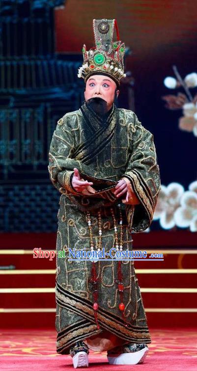 Chinese Historical Beijing Opera Zeng Houyi Costumes Peking Opera Elderly Male Apparels Monarch Garment and Headwear