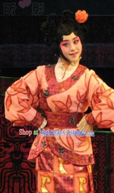 Chinese Beijing Opera Young Lady Hanfu Dress Apparels Costumes Zeng Houyi Peking Opera Court Maid Xiao Dan Garment and Hair Accessories