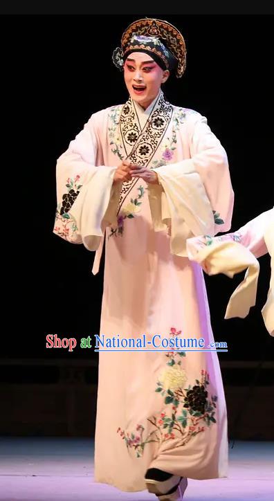 Chinese Peking Opera Scholar Costumes Kun Opera The Fragrant Companion Young Men Niche Fan Jiefu Apparels Garment and Hat