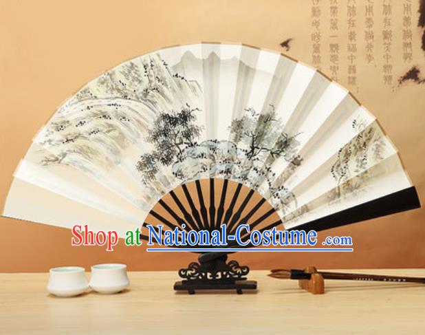 Chinese Traditional Ink Painting Peak Paper Folding Fans Handmade Accordion Classical Dance Folding Fan