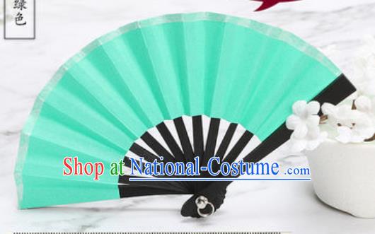 Chinese Traditional Little Green Paper Fans Handmade Accordion Classical Dance Folding Fan