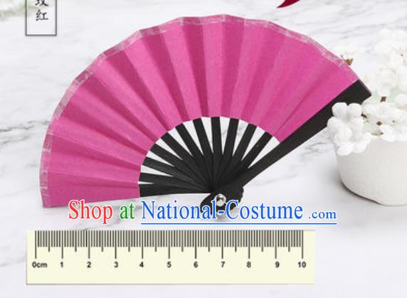 Chinese Traditional Little Rosy Paper Fans Handmade Accordion Classical Dance Folding Fan