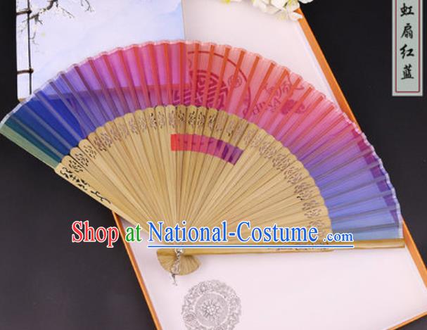 Chinese Traditional Silk Bamboo Fans Handmade Accordion Classical Dance Folding Fan