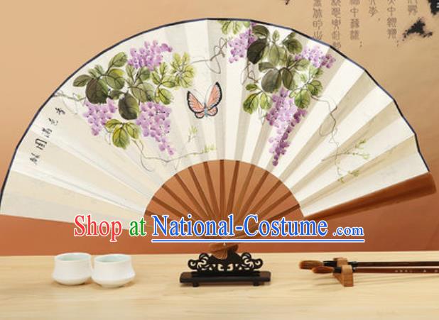 Chinese Traditional Hand Painting Grape Paper Fan Classical Dance Accordion Fans Folding Fan