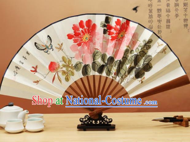 Chinese Traditional Hand Painting Peony Butterfly Paper Fan Classical Dance Accordion Fans Folding Fan