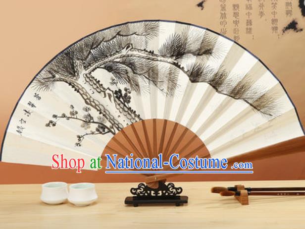 Chinese Traditional Hand Painting Pine Paper Fan Classical Dance Accordion Fans Folding Fan