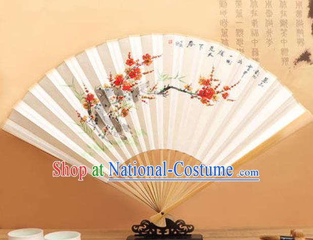 Chinese Hand Painting Plum Flowers Paper Fan Traditional Classical Dance Accordion Fans Folding Fan