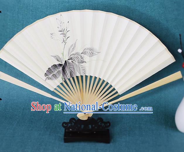 Handmade Chinese Ink Painting Flowers Paper Fan Traditional Classical Dance Accordion Fans Folding Fan