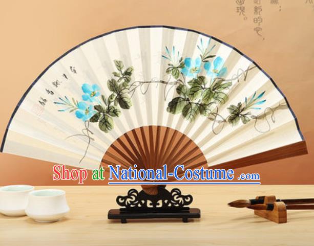 Chinese Hand Painting Petunia Paper Fan Traditional Classical Dance Accordion Fans Folding Fan