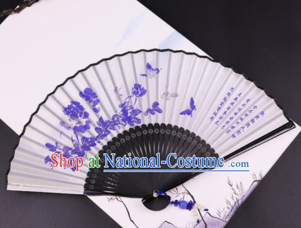 Chinese Traditional Painting Peony Silk Fan Classical Dance Accordion Bamboo Fans Folding Fan