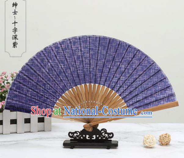 Chinese Traditional Purple Silk Fan Classical Dance Accordion Fans Folding Fan