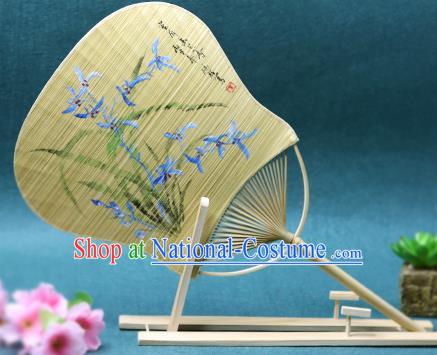 Handmade Chinese Ink Painting Orchids Fans Traditional Classical Dance Bamboo Palace Fan for Women