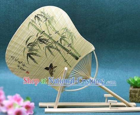 Handmade Chinese Ink Painting Bamboo Fans Traditional Classical Dance Bamboo Palace Fan for Women