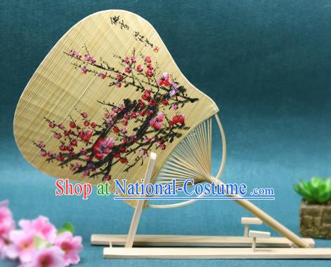 Handmade Chinese Ink Painting Plum Fans Traditional Classical Dance Bamboo Palace Fan for Women