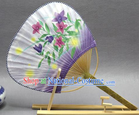 Handmade Chinese Printing Flowers Purple Paper Fans Traditional Classical Dance Palace Fan for Women