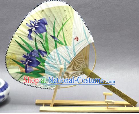 Handmade Chinese Printing Orchids Paper Fans Traditional Classical Dance Palace Fan for Women