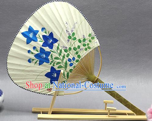 Handmade Chinese Printing Orchids Beige Paper Fans Traditional Classical Dance Palace Fan for Women