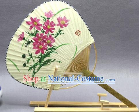 Handmade Chinese Printing Orchid Yellow Paper Fans Traditional Classical Dance Palace Fan for Women