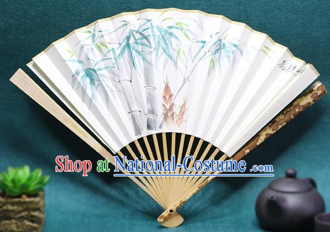 Handmade Chinese Painting Bamboo Mottled Bamboo Fan Traditional Classical Dance Accordion Fans Folding Fan