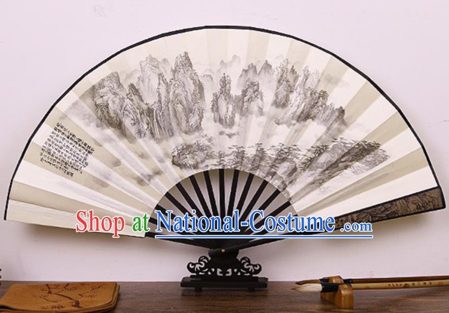 Handmade Chinese Printing Mountains Bamboo Silk Fan Traditional Classical Dance Accordion Fans Folding Fan