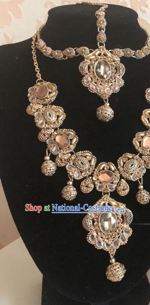 Indian Traditional Wedding Crystal Necklace Eyebrows Pendant Asian India Bride Headwear Jewelry Accessories for Women