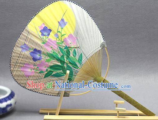 Handmade Chinese Printing Orchid Grass Paper Fans Traditional Classical Dance Palace Fan for Women