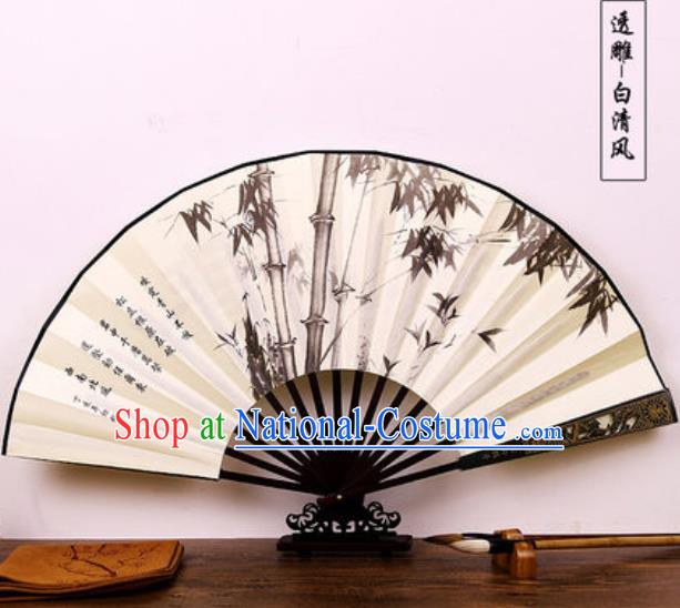 Handmade Chinese Ink Painting Bamboo Carving Fan Traditional Classical Dance Accordion Fans Folding Fan