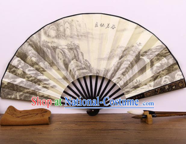 Handmade Chinese Ink Painting Modest Carving Fan Traditional Classical Dance Accordion Fans Folding Fan