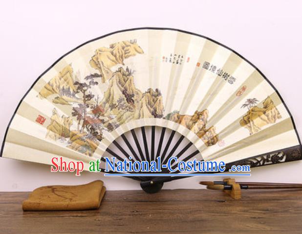 Handmade Chinese Ink Painting Carving Bamboo Fan Traditional Classical Dance Accordion Fans Folding Fan