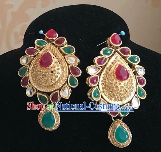 Indian Traditional Wedding Colorful Gems Earrings Asian India Bride Jewelry Accessories for Women