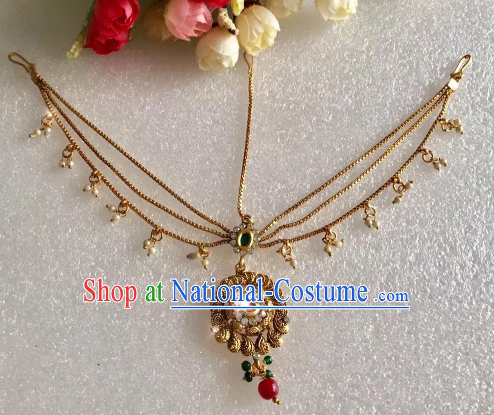 Indian Traditional Wedding Golden Eyebrows Pendant Asian India Bride Headwear Jewelry Accessories for Women