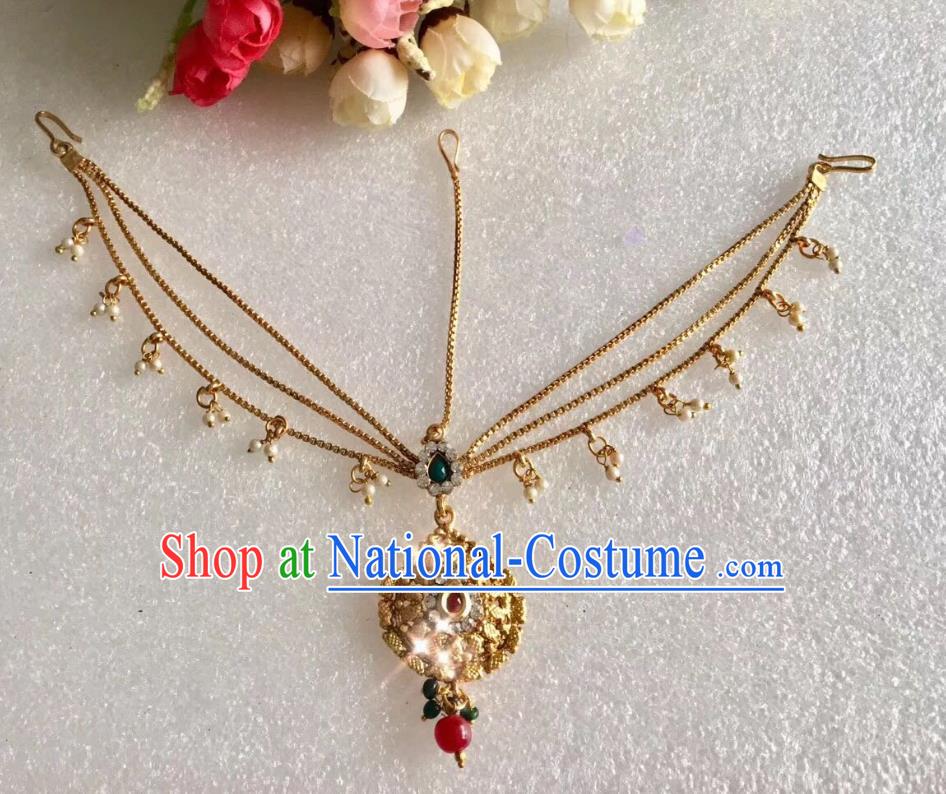 Indian Traditional Wedding Golden Chain Eyebrows Pendant Asian India Bride Headwear Jewelry Accessories for Women