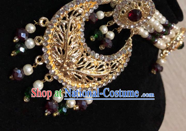 Indian Court Traditional Wedding Crystal Pearls Necklace Asian India Bride Jewelry Accessories for Women