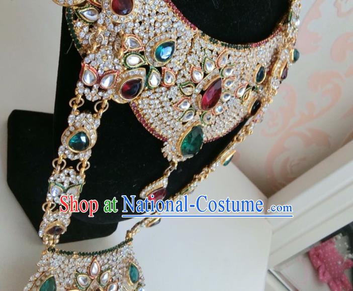 Indian Court Traditional Wedding Luxury Crystal Necklace Asian India Bride Jewelry Accessories for Women