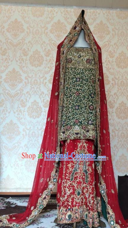 Indian Traditional Wedding Lehenga Dress Asian Hui Nationality Bride Embroidered Costume for Women