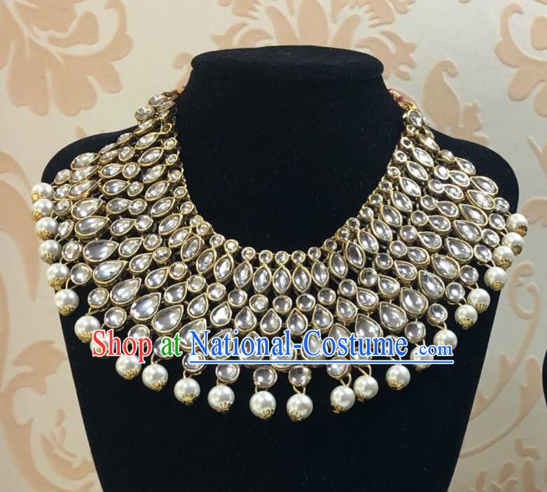 Indian Traditional Wedding Pearls Necklace Asian India Bride Jewelry Accessories for Women