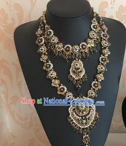 Indian Court Traditional Wedding Necklace Asian India Bride Jewelry Accessories for Women