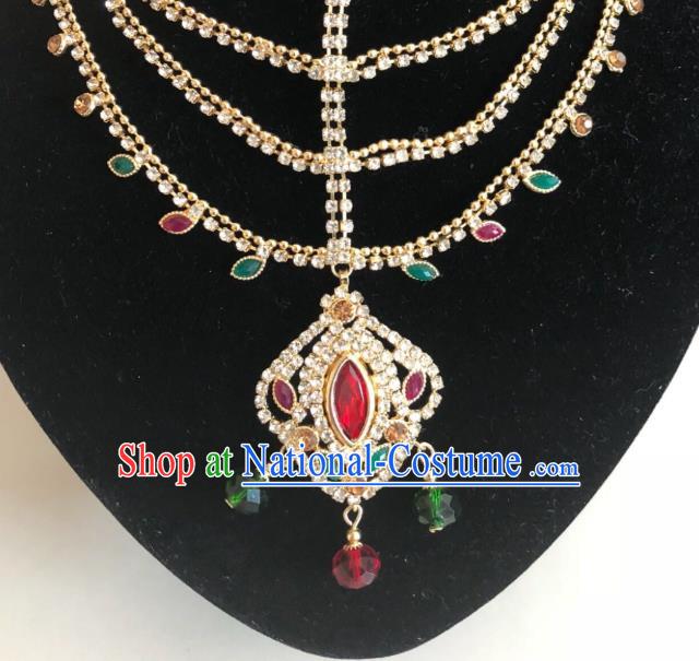 Traditional Indian Wedding Bride Gem Eyebrows Pendant Asian India Headwear Jewelry Accessories for Women