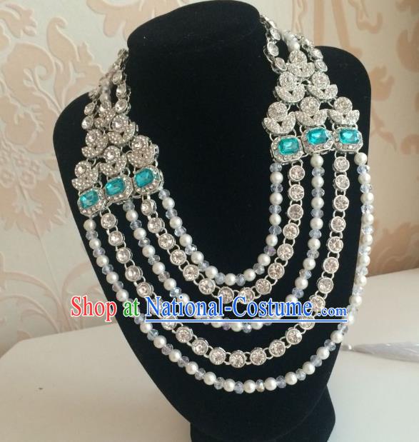 Indian Court Traditional Wedding Luxury Beads Necklace Asian India Bride Jewelry Accessories for Women