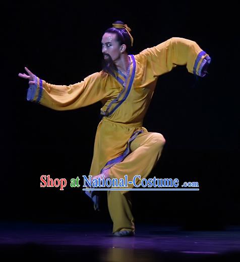 Chinese Traditional Dance Si Lu Hua Yu Male Clothing Classical Dance Stage Performance Costume for Men