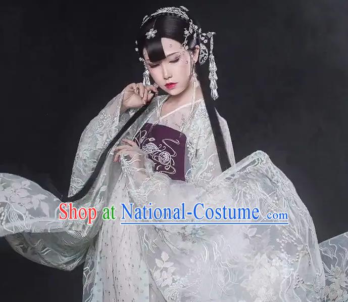 Chinese Dance National Treasure White Hanfu Dress Traditional Classical Dance Stage Performance Costume for Women